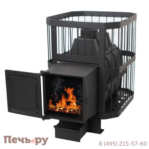 Чугунная банная печь НМК Сибирь-24 универсальная чугунная дверца (сетка) фото 4