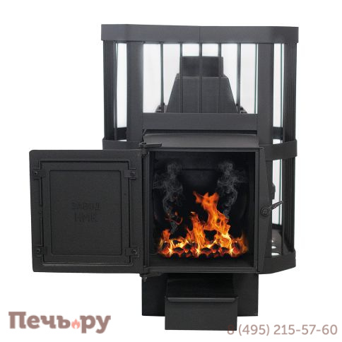 Чугунная банная печь НМК Сибирь-24 универсальная чугунная дверца (сетка) фото