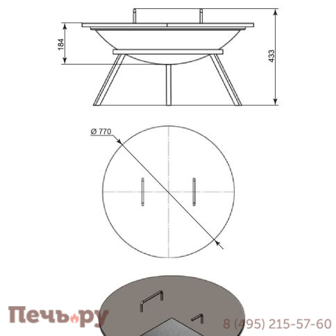 Чугунная костровая чаша Везувий Fantastic Ø 700 Стандарт (чаша+подставка+крышка) фото 3