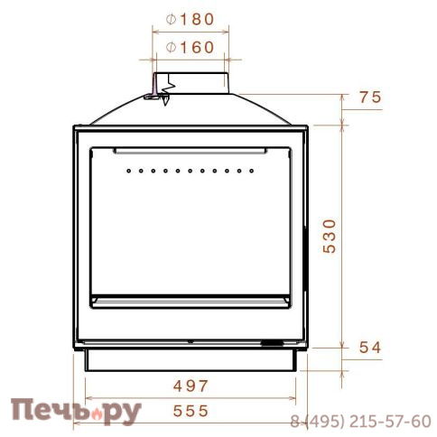 Чугунный камин Liseo Castiron LCI 5 GLR Wall, два боковых стекла фото 6