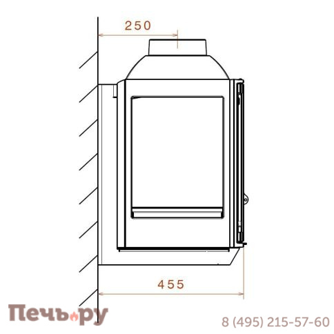 Чугунный камин Liseo Castiron LCI 5 GLR Wall, два боковых стекла фото 7