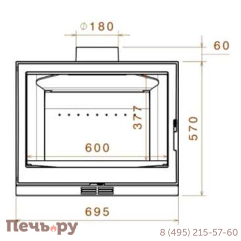 Чугунный камин Liseo Castiron LCI 7 GLR Wall, два боковых стекла фото 3
