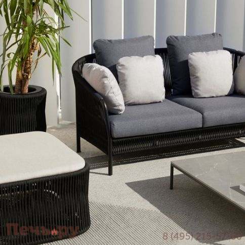 Диван двухместный плетеный с подушками Point Weave фото 5