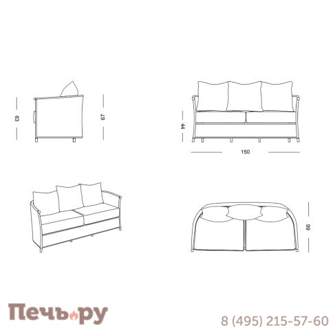 Диван мягкий плетеный DFN Vega фото 5