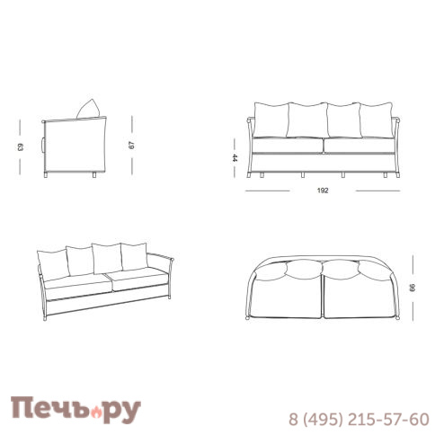 Диван плетеный трехместный DFN Rigel фото 4