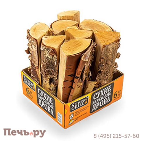 Дрова сухие березовые SuperGrill (6 кг) фото