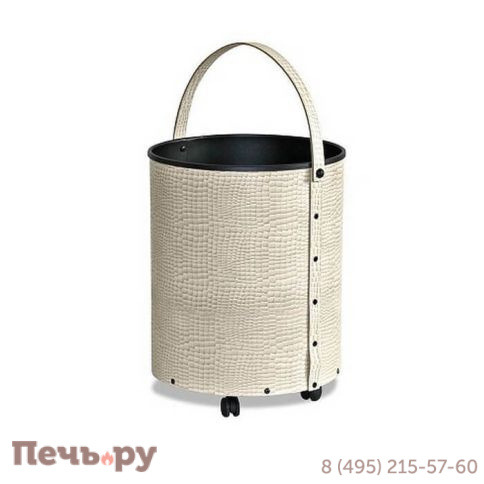 Дровница Comex 50.040CP Tondo In Ecopelle Coc.Panna D.38 H.50 фото