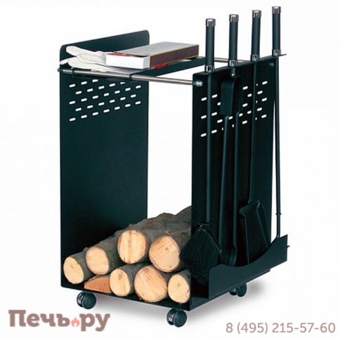 Дровница мобильная Comex 50.110 Nero H.70 L.45X38 C/4 Accessori фото