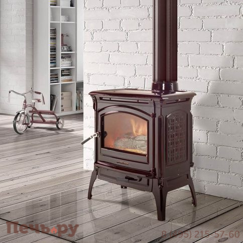 Дровяная печь Hergom Shelburne коричневая эмаль фото 3