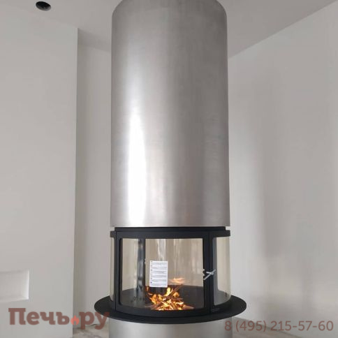 Дровяной камин Traforart Diamante (Диамант) со стеклом, нерж.сталь фото 3