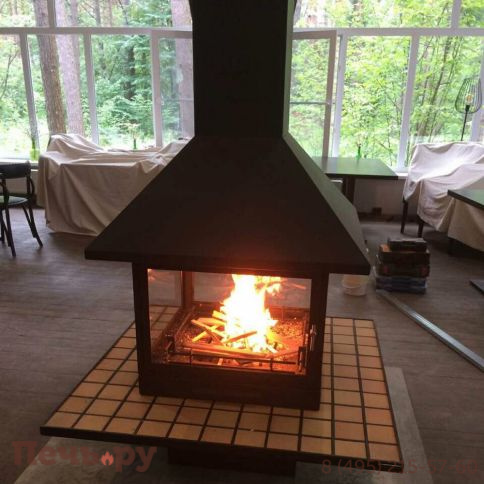 Дровяной камин Traforart Vulcano Central (Вулкано) керамика со стеклом фото 7