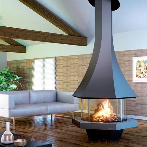 Готовый камин Bordelet Eolia 907 центральный со стеклом фото 4
