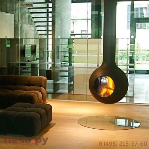 Готовый камин Focus Bathyscafocus с выпуклой стеклянной дверцей фото 5