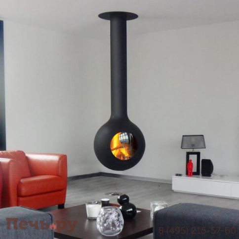 Готовый камин Focus Bathyscafocus с выпуклой стеклянной дверцей фото 6