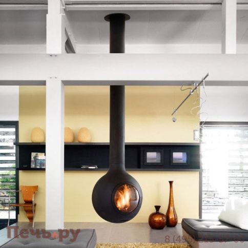 Готовый камин Focus Bathyscafocus с выпуклой стеклянной дверцей фото
