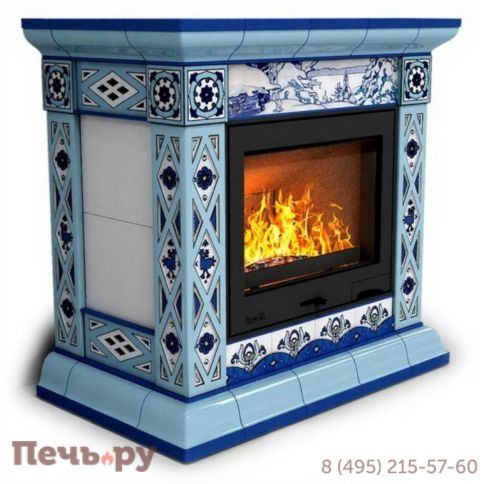 Готовый камин КимрПечь Билибин художественный центральный с топкой Астов К7454 фото