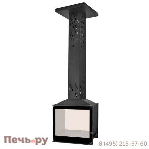 Готовый камин Liseo Castiron LCI 5 GDF BG SKY двусторонний черное стекло фото