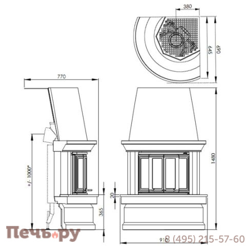 Готовый камин Nordpeis Geilo угловой, панорама + топка NI-22 фото 3