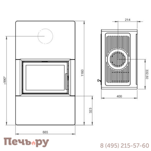 Готовый камин Nordpeis Stockholm низкий фото 4