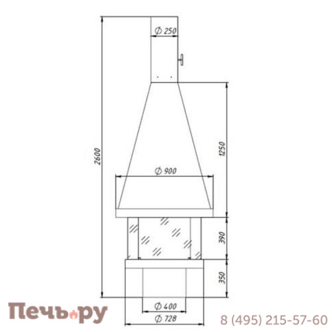 Камин Fabrica Nametkin N-2 без стекла, столешница-камушки фото 3