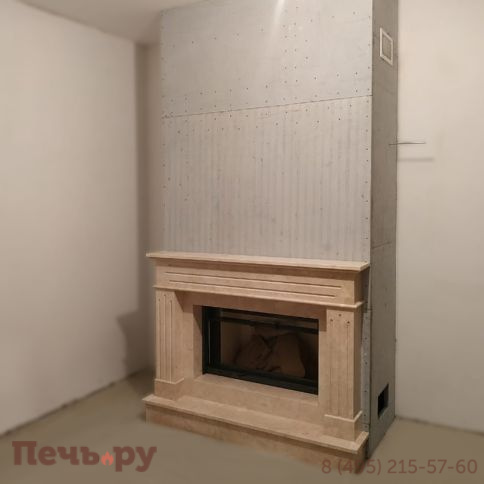 Камин из мрамора Лима Крема Нова с топкой Romotop Heat 3G L 88.50.01 фото 8