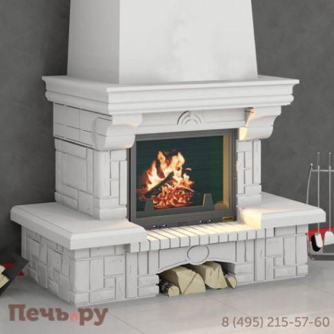 Камин Мета (облицовка Соло (белая) и топка Оптима 701 Аква Ш) фото