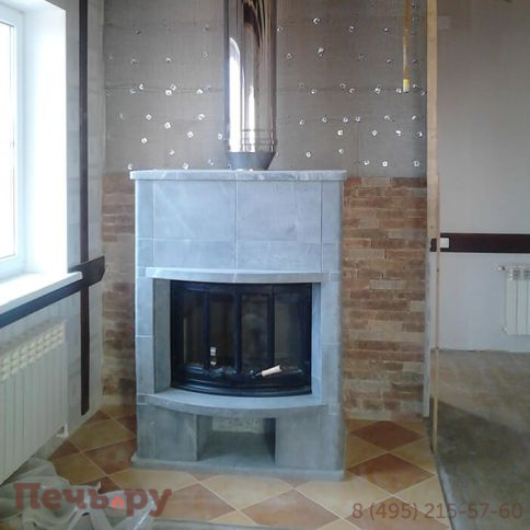 Камин накопительного типа Теплый камень FS 2 +дровница+основание  (цена без топки) фото 6
