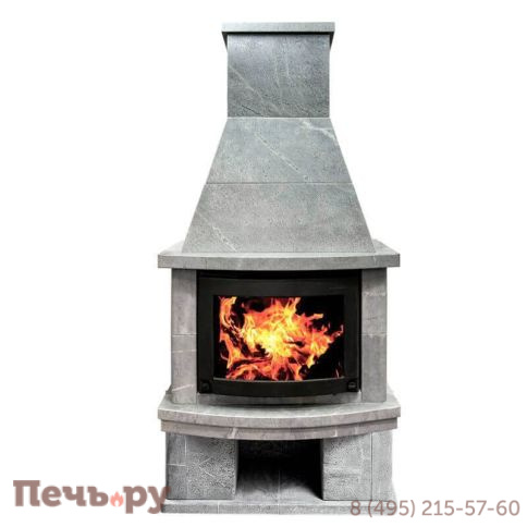 Камин накопительного типа Теплый камень FS 7 - 1 с дровником и основанием  (цена без топки) фото