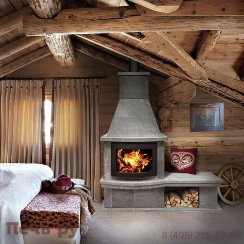 Камин накопительного типа Теплый камень FS 7 - 2Б с дровником (цена без топки) фото 3