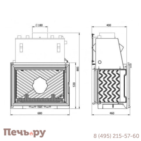 Каминная чугунная топка Kaw-Met W11 CO с водным контуром фото 7