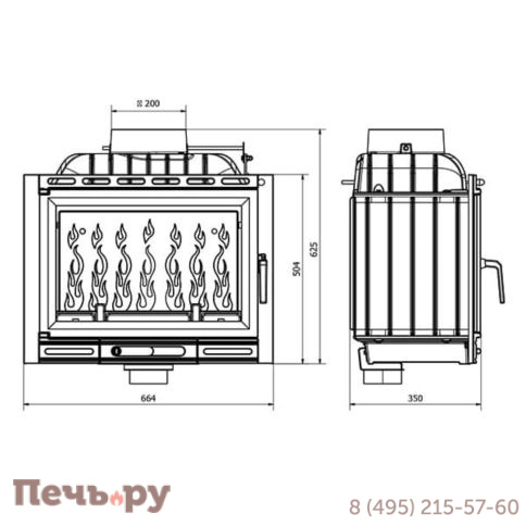 Каминная чугунная топка Kaw-Met W13A 11,5 kW Eko фото 9