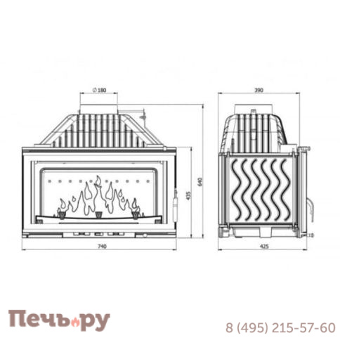Каминная чугунная топка Kaw-Met W15 12кВт фото 9