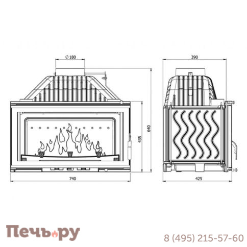 Каминная чугунная топка Kaw-Met W16 14,7кВт фото 10