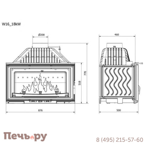 Каминная чугунная топка  Kaw-Met W16 18кВт фото 7