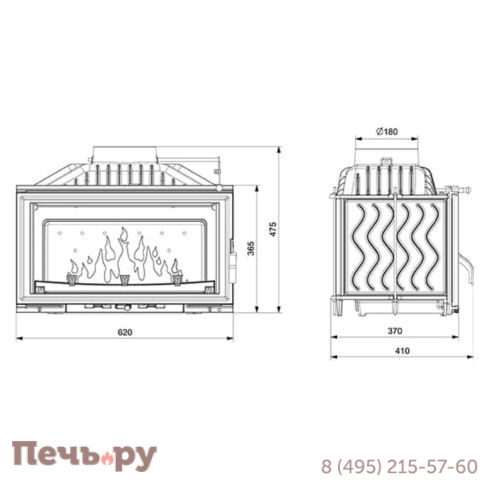 Каминная чугунная топка Kaw-Met W16 9,4кВт Eko фото 9