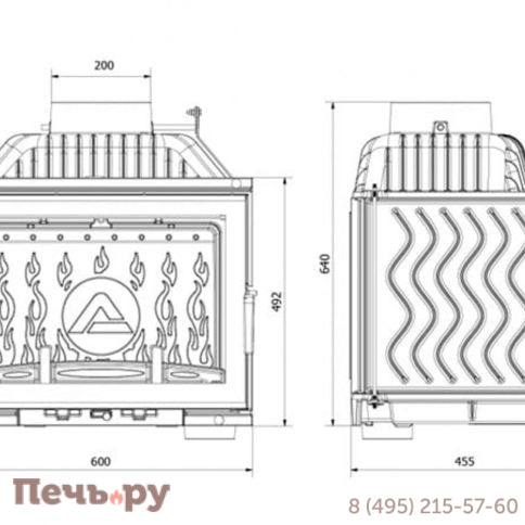 Каминная чугунная топка Kaw-Met W17 12,3 кВт Eko фото 9