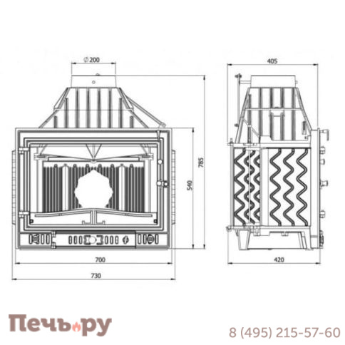 Каминная чугунная топка  Kaw-Met W3 16,7 кВт фото 10
