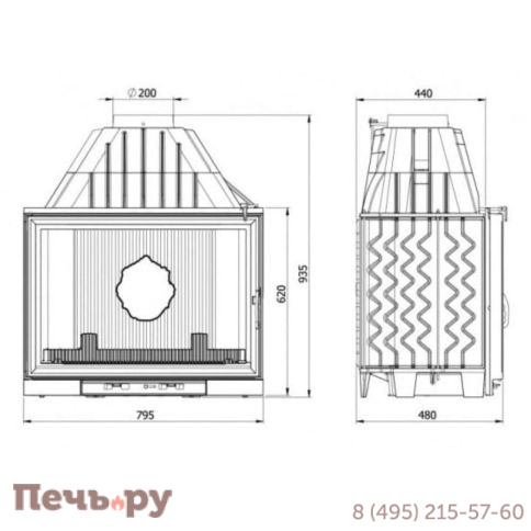 Каминная чугунная топка Kaw-Met W8 17,5 кВт Eko фото 11