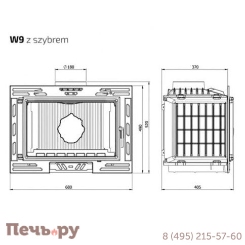 Каминная чугунная топка  Kaw-Met W9A 9,8 кВт Eko фото 7