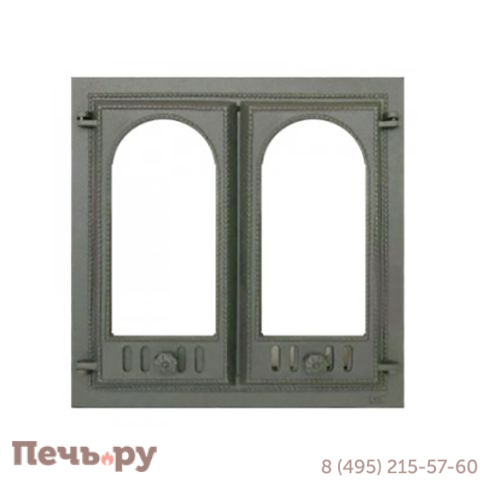 Каминная дверца  SVT со стеклом (двустворчатая) 400 фото