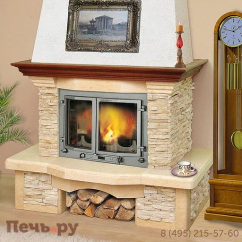 Каминная облицовка Madeira Adela Giallo деревянная балка фото