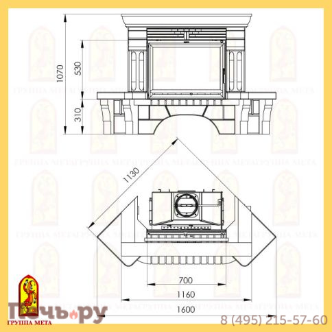 Каминная облицовка Мета Октава 700 серия Музыка огня фото 6