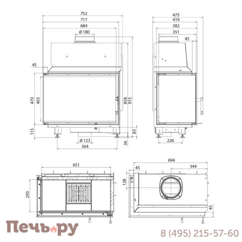 Каминная топка Aston Ministr 11.680 L/R фото 9