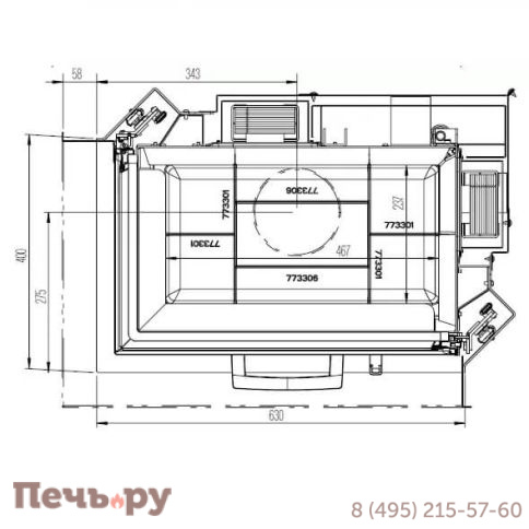 Каминная топка Austroflamm 63х40х42S правый/левый угол фото 6