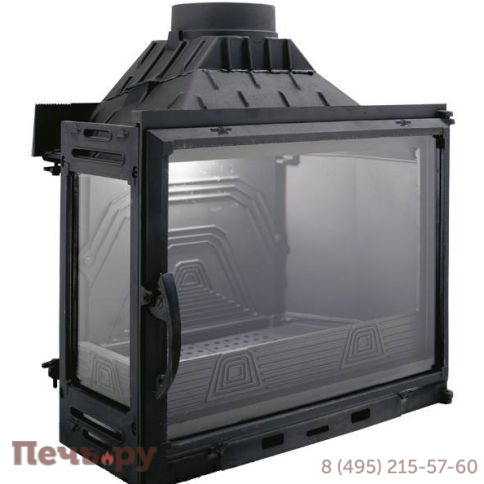 Каминная топка Diffusion В7.2 2V, с двойным дожигом, с шибером, с дополнительным боковым стеклом слева фото