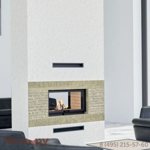 Каминная топка Echa Tech  ECT Double 90x51/V 15 кВт, 900/510, туннель, футеровка вермикулит фото 3
