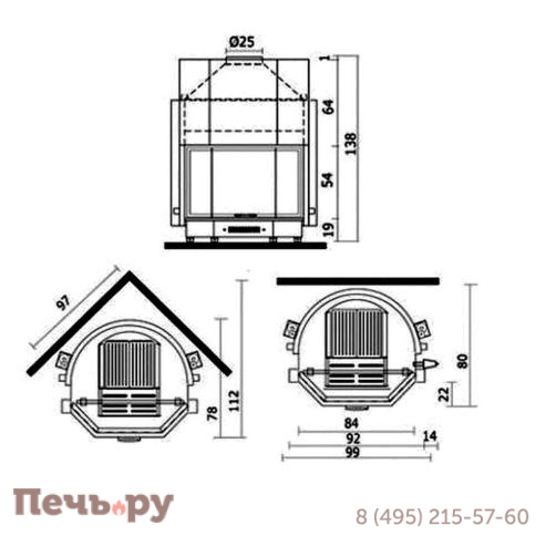 Каминная топка EdilKamin Acquatondo/29 Prismatico CS фото 3