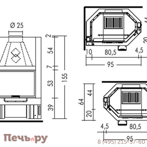 Каминная топка EdilKamin IC Tekno 2 SX/DX V фото 4