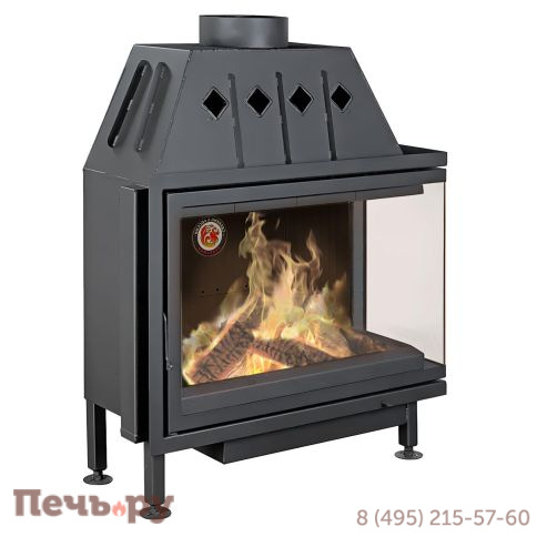 Каминная топка ЭкоКамин Альфа 1000B два стекла черный шамот фото 3