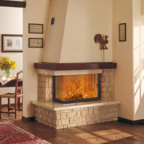 Каминная топка ЭкоКамин Альфа 1000B два стекла черный шамот фото 4